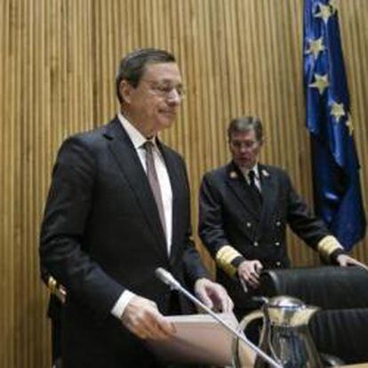 Mario Draghi, presidente del BCE, en el Congreso de los Diputados