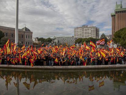 Concentración en la Plaza de Colón, por la unidad de España, el pasado mes de marzo. 