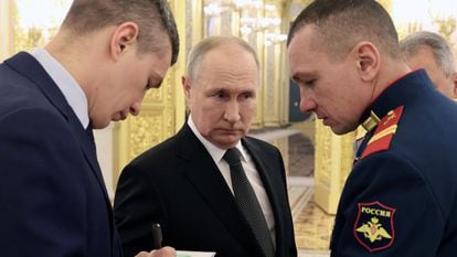 El presidente ruso, Vladímir Putin, durante un acto en el Kremlin, este viernes en Moscú.