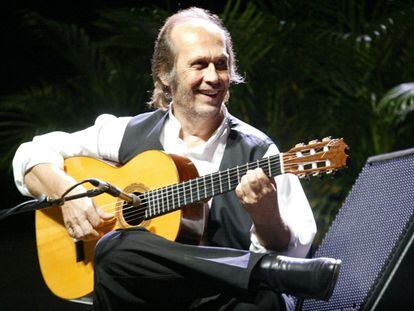 Paco de Lucía en una actuación en el Festival del Cante de las Minas, en Murcia.