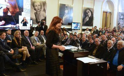 Cristina Fernández, durante un acto en la Casa Rosada.