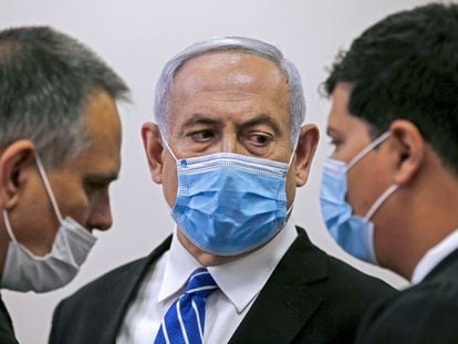 El primer ministro israelí, Benjamin Netanyahu, en el tribunal de distrito de Jerusalén.