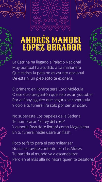 Calaverita literaria a Andrés Manuel López Obrador.