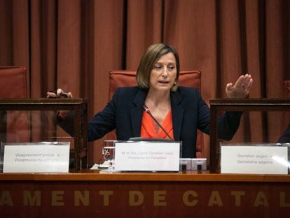 La presidenta del Parlament, Carme Forcadell, este mi&eacute;rcoles. 