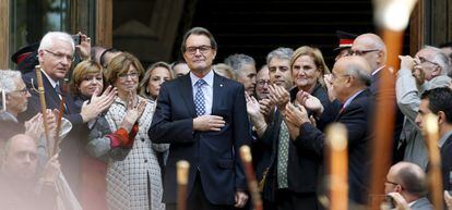 El presidente de Cataluña, Artur Mas, tras sus declaraciones en el Tribunal Supremo de la comuniudad.