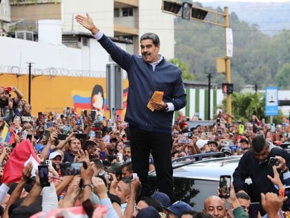 El presidente de Venezuela, Nicolás Maduro, durante una visita este lunes a la ciudad de Los Teques, en el Estado Miranda.