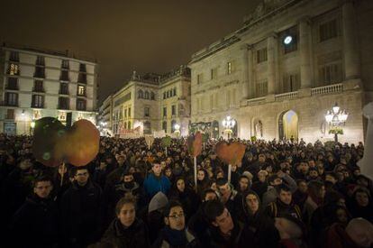 La manifestaci&oacute;n concluy&oacute; en la plaza Sant Jaume de Barcelona.