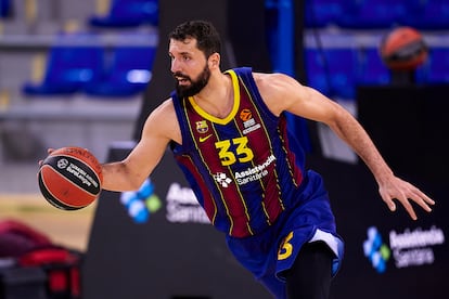 Nikola Mirotic, durante un partido de la Euroliga, contra el Baskonia el 5 de marzo. PEDRO SALADO (GETTY)