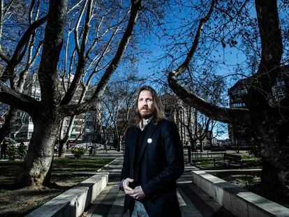 Pablo Fernández, candidato de Unidas Podemos en Castilla y León, el 1 de febrero en Valladolid.