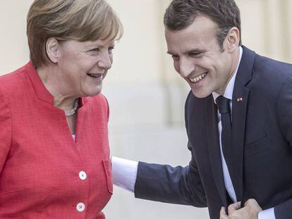 Macron es recibido por Merkel, en Berlín el pasado 19 de abril.