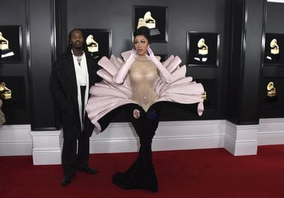 La rapera Cardi B apareció en los premios Grammy del pasado mes de febrero con este vestido con el que parecía una Venus.