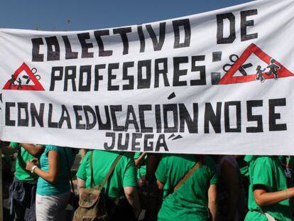 Reciente manifestación de profesores contra los recortes en Educación.