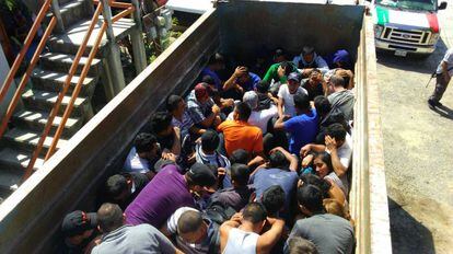 Rescate de 77 migrantes en Oaxaca (México) en febrero de 2015.