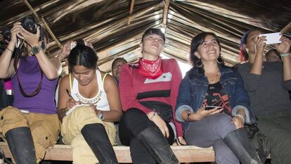 Mujeres de las FARC, en la zona veredal Antonio Nariño, en Tolima, en 2017.