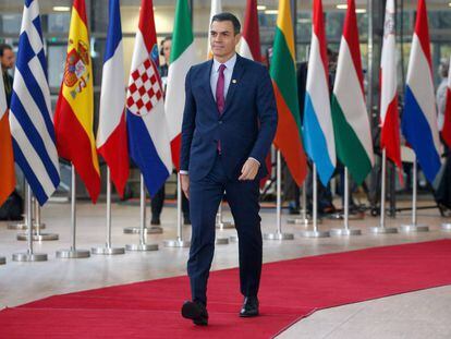 Pedro Sánchez, a su llegada a la cumbre de Bruselas, el 12 de diciembre de 2019.