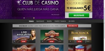 Captura de pantalla de uno de los sitios web en España de apuestas y juegos 'online'.