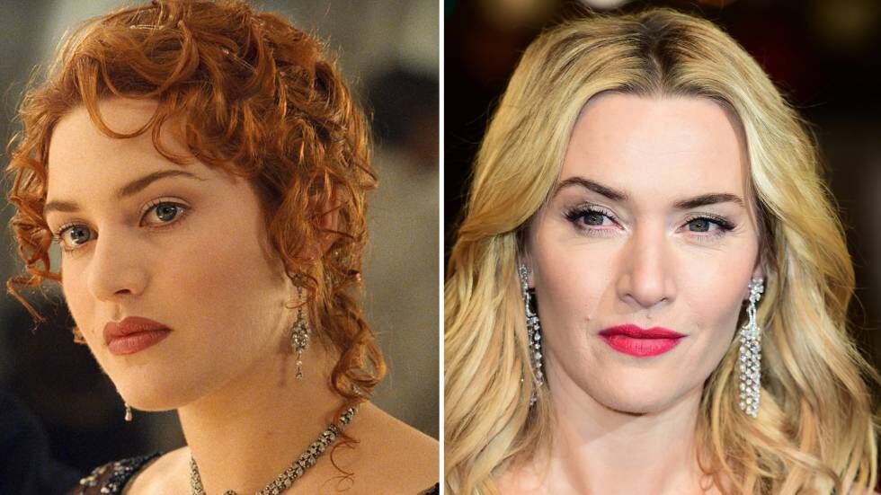 Kate Winslet, en una imagen de 'Titanic' y en 2016.