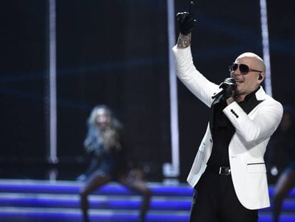 Pitbull, durante un concierto en Las Vegas.