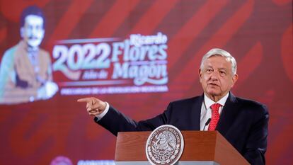 El presidente de México, Andrés Manuel López Obrador, durante su conferencia matutina del 30 de noviembre de 2022.