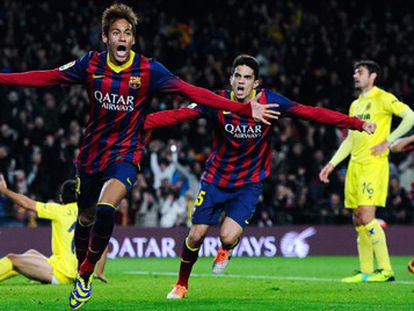 Neymar celebra el gol de la victoria.