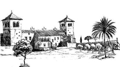 Ilustración elaborada en el siglo XIX por Richard Ford de la Hacienda Guzmán, en Sevilla.