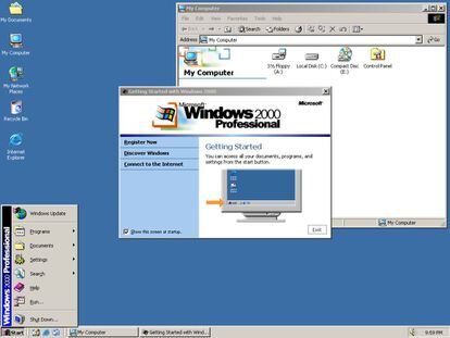 WINDOWS 2000. Solo para profesionales. El sistema, presentado el 17 de febrero de 2000, estaba pensado para las empresas y para ejecutar servidores de red o de archivos. No mejoraba apenas el entorno gráfico de su predecesor, pero presumía de ser más estable.