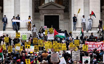 Protesta contra la guerra de Gaza, organizada por estudiantes, el 9 de noviembre en Nueva York. 
