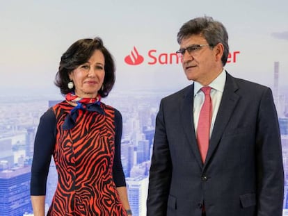  El consejero delegado de Banco Santander, José Antonio Álvarez, junto a la presidenta, Ana Botin.