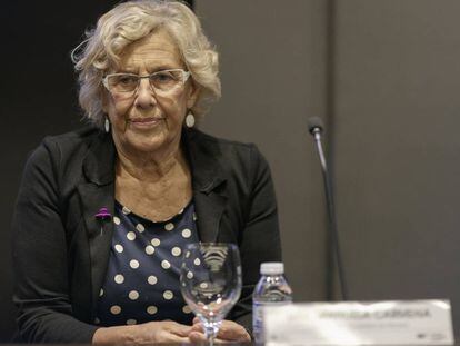 Manuela Carmena ayer en un foro sobre mujeres.