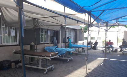 Zona de cribado del hospital de Shifa, en la capital de la Franja.