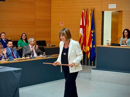 La alcaldesa de L'Hospitalet, Núria Marin, durante el pleno de investidura del pasado sábado.