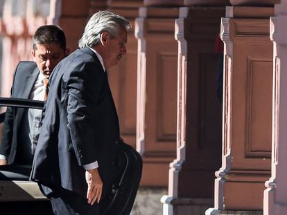 El presidente argentino, Alberto Fernández, a su llegada a la Casa Rosada el pasado 29 de julio.