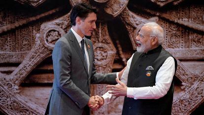 Justin Trudeau y Narendra Modi, el 9 de septiembre en Nueva Delhi.