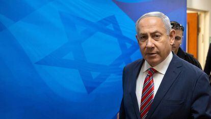 Benjamín Netanyahu, el domingo antes de la reunión del Gobierno en Jerusalén.