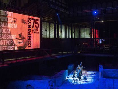 Un grupo musical durante el acto de homenaje de Lluís Companys en Barcelona.