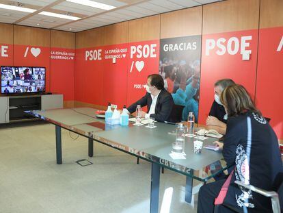 Guillermo Fernández Vara, en la reunión telemática del Consejo de Política Federal del PSOE.
