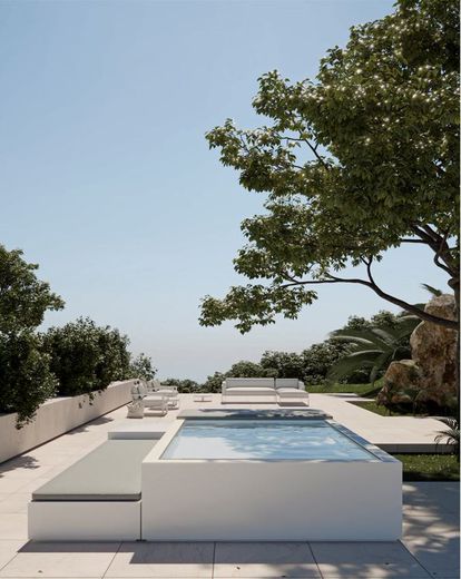 Infinity surface pool to put in a garden or patio.