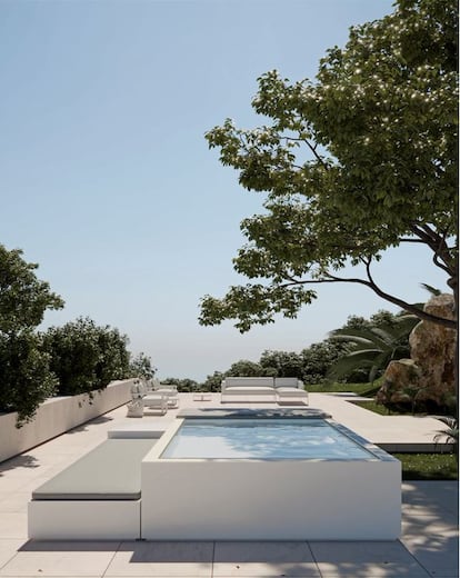 Infinity surface pool to put in a garden or patio.