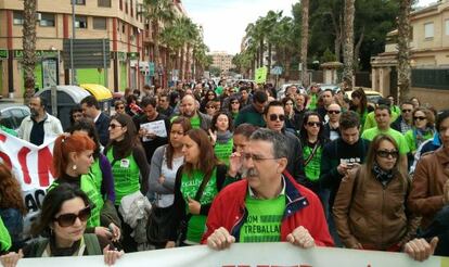Manifestación de interinos contra los recortes en Valencia en marzo.
