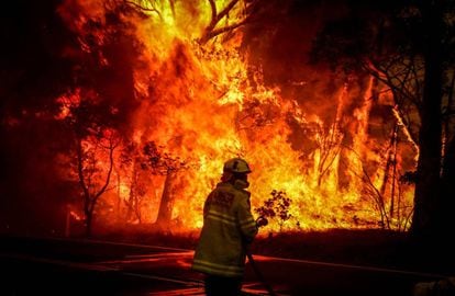 Un bombero intenta apagar un incendio en Bilpin (Australia) el 19 de diciembre de 2019.