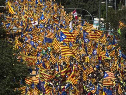 Manifestacion de la Diada de Catalu&ntilde;a en el tramo de Calle Aragon. 