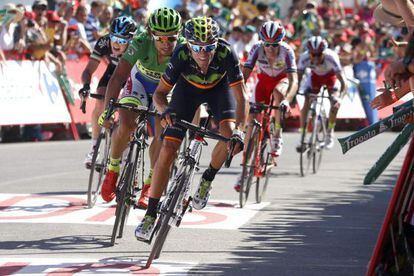 Alejandro Valverde, a su llegada a la meta en Vejer de la Frontera.