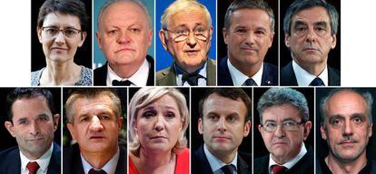 Los once candidatos que concurrirán en la primera vuelta de las presidencias francesas.