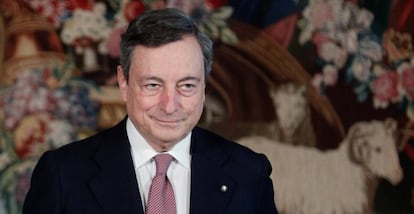 Mario Draghi, primer ministro italiano, el sábado en el palacio presidencial Quirinale, en Roma.