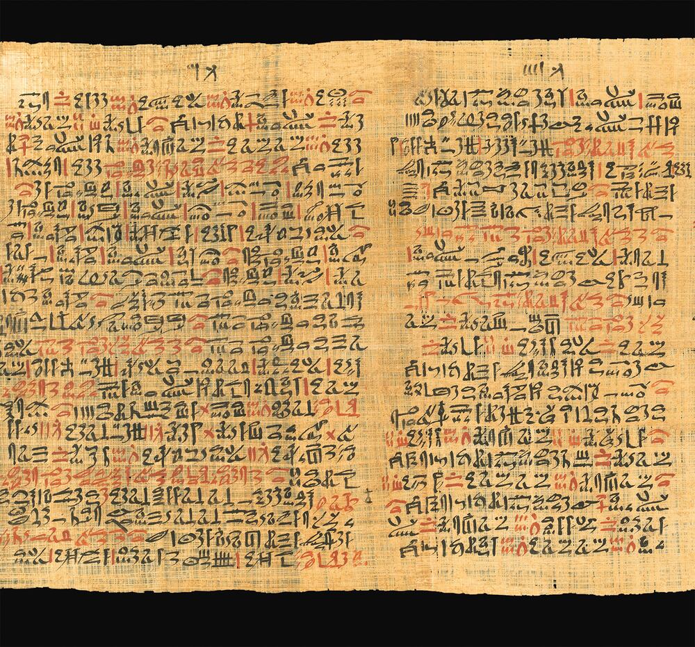Un fragmento del Papiro Ebers, custodiado en la Universidad de Leipzig (Alemania).
