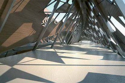 Planta superior del pabellón-puente diseñado por Zaha Hadid.