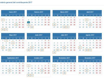 Calendario para presentar la declaración de la renta en 2017