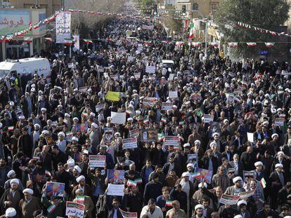 Manifestaci&oacute;n a favor del Gobierno de Ir&aacute;n este mi&eacute;rcoles en Teher&aacute;n.