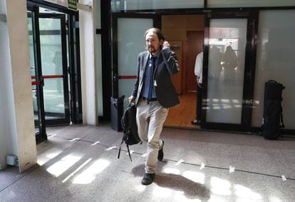 Pablo Iglesias, en la Asamblea de Madrid el día de la moción de censura a Cristina Cifuentes.