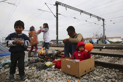 Campo de refugiados de Idomeni en la frontera entre Grecia y Macedonia.